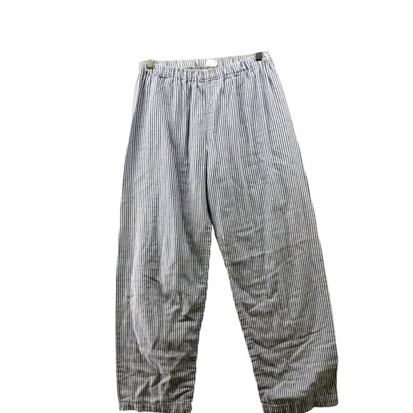 Muji Pajama Pants Womens S Blue White Striped Cotton - Picture 1 of 8